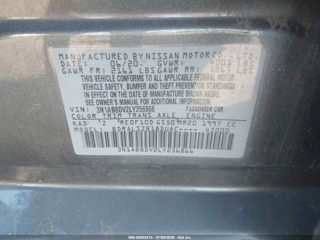 3N1AB8DV2LY256866 Nissan Sentra Sr Xtronic Cvt