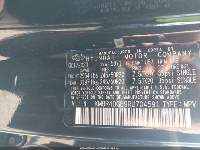 Продаж на аукціоні авто 2024 Hyundai Palisade Sel, vin: KM8R4DGE9RU704591, номер лоту: 45555415