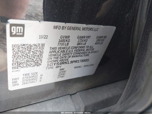 1GYS4RKL9PR178885 Cadillac Escalade Esv 4wd Sport Platinum