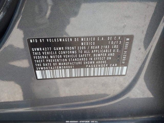 Продаж на аукціоні авто 2014 Volkswagen Jetta 1.8t Se, vin: 3VWD07AJ1EM380601, номер лоту: 45555441