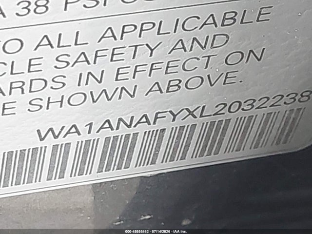 45555462 :رقم المزاد ، WA1ANAFYXL2032238 vin ، 2020 Audi Q5 Premium 45 Tfsi Quattro S Tronic/titanium Premium 45 Tfsi Quattro S Tronic مزاد بيع