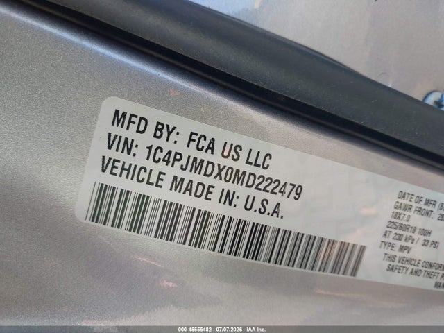Aukcja sprzedaży 2021 Jeep Cherokee Limited 4x4, vin: 1C4PJMDX0MD222479, numer aukcji: 45555482