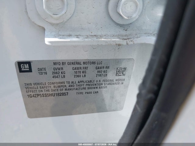 45555507 :رقم المزاد ، 1G4ZP5SS5HU182857 vin ، 2017 Buick Lacrosse Essence مزاد بيع