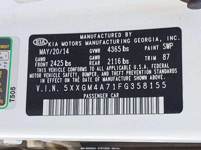 KIA Optima Lx 2015 5XXGM4A71FG358155 Image 9