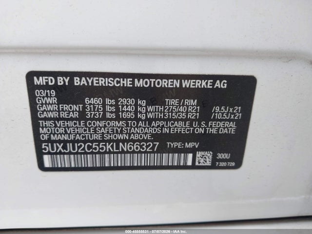 Aukcja sprzedaży 2019 Bmw X5 Xdrive50i, vin: 5UXJU2C55KLN66327, numer aukcji: 45555531
