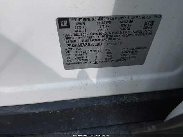 2018 Gmc Terrain Sle მანქანა იყიდება აუქციონზე, vin: 3GKALMEV2JL270363, აუქციონის ნომერი: 45555560