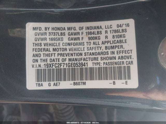 19XFC2F71GE053941 Honda CIVIC EX