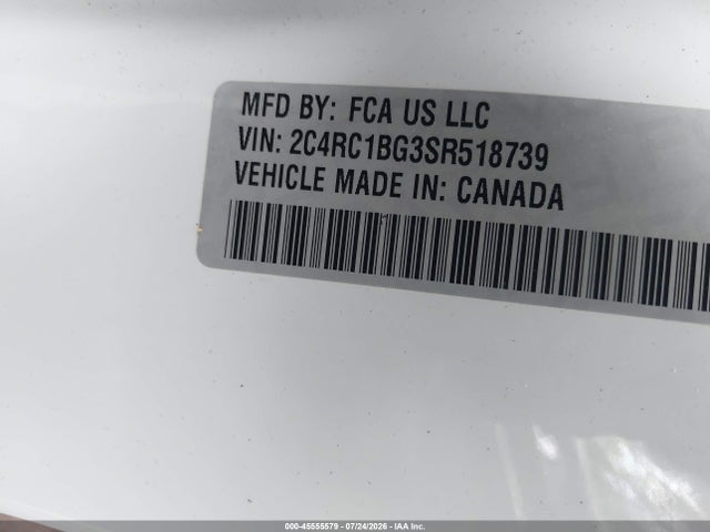 Продажа на аукционе авто 2025 Chrysler Pacifica Select, vin: 2C4RC1BG3SR518739, номер лота: 45555579