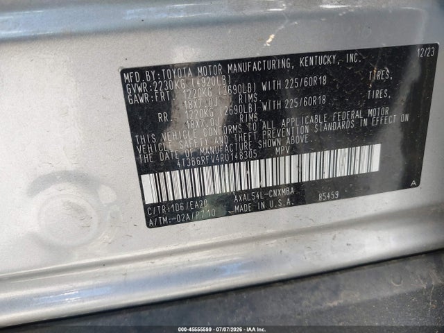 4T3B6RFV4RU148305 Toyota Rav4 Hybrid Xle Premium