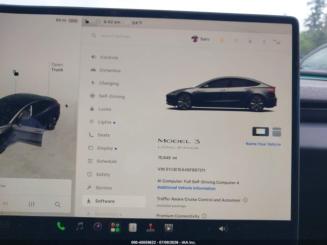 Auction sale of the 2025 Tesla Model 3 Long Range Rear-wheel Drive/standard Rear-wheel Drive, vin: 5YJ3E1EA4SF887211, lot number: 45555622