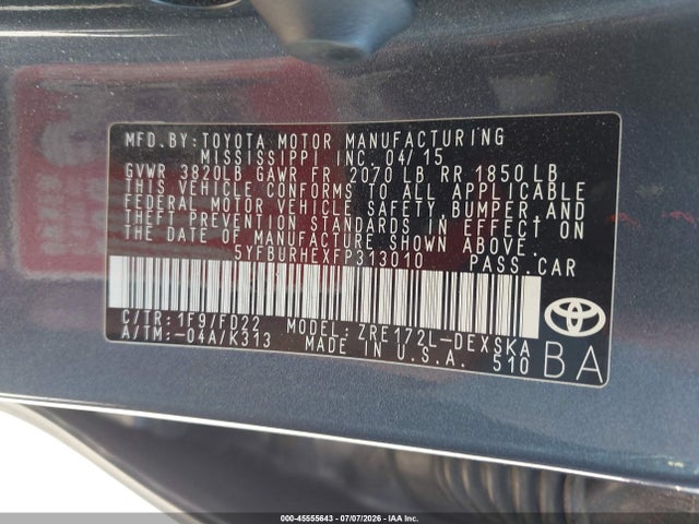 Toyota Corolla S Plus 2015 5YFBURHEXFP313010 Image 9