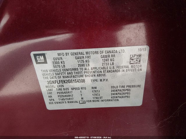 Chevrolet EQUINOX LT 2016 2GNFLFEK2G6164308 Image 9