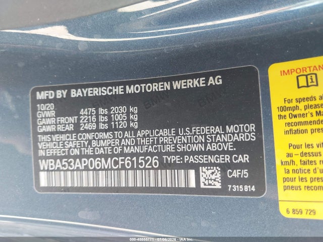 BMW 430I 2021 WBA53AP06MCF61526 Image 9