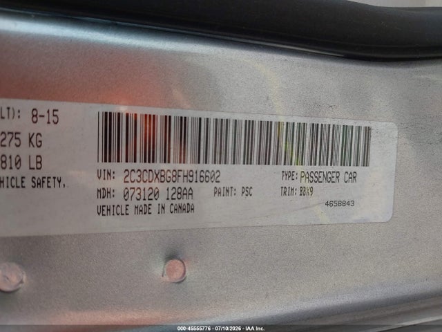 Продажа на аукционе авто 2015 Dodge Charger Se, vin: 2C3CDXBG8FH916602, номер лота: 45555776