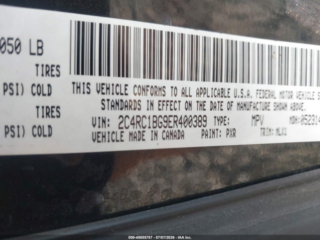 Aukcja sprzedaży 2014 Chrysler Town & Country Touring, vin: 2C4RC1BG9ER400389, numer aukcji: 45555787