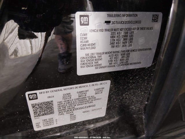 45555841 :رقم المزاد ، 3GTUUCED3SG119033 vin ، 2025 Gmc Sierra 1500 4wd  Short Box Elevation With 3sb مزاد بيع