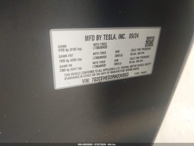 Tesla Cybertruck All-wheel Drive 2024 7G2CEHED3RA034953 Image 9