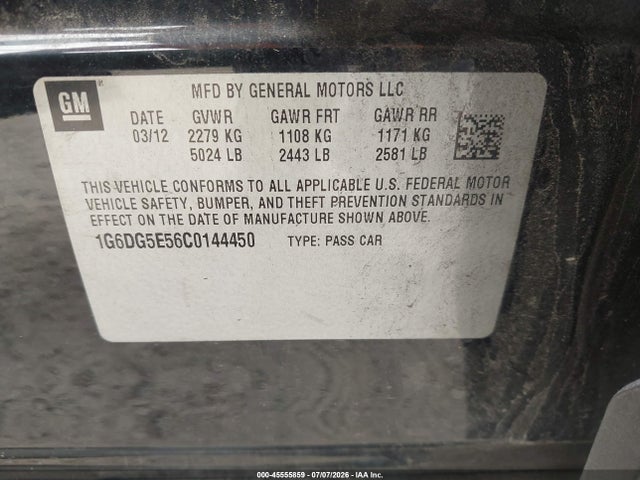 Aukcja sprzedaży 2012 Cadillac Cts Luxury, vin: 1G6DG5E56C0144450, numer aukcji: 45555859