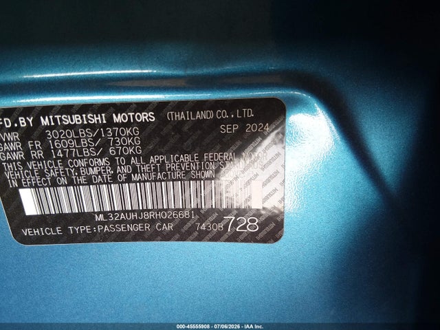 Mitsubishi Mirage Es/le 2024 ML32AUHJ8RH026681 Image 10