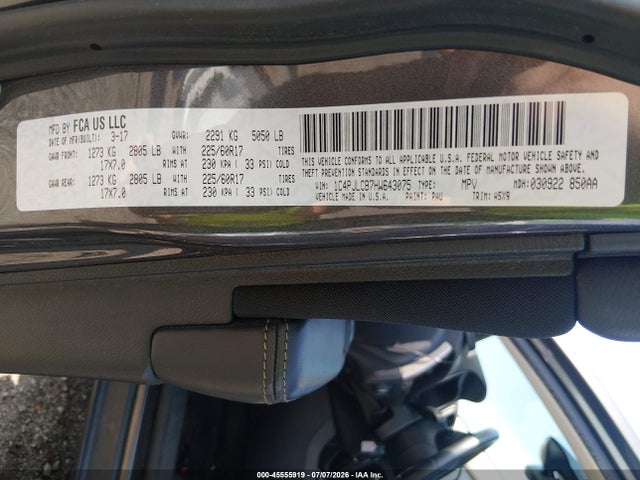 Продажа на аукционе авто 2017 Jeep Cherokee Latitude, vin: 1C4PJLCB7HW643075, номер лота: 45555919