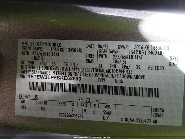 Ford F-150 Xlt 2025 1FTEW3LP5SKE62690 Image 9