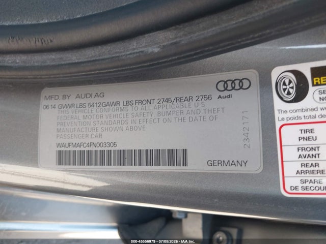 Продажа на аукционе авто 2015 Audi A6 3.0 Tdi Premium Plus, vin: WAUFMAFC4FN003305, номер лота: 45556079