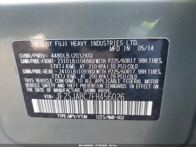 Subaru Forester 2.5i 2015 JF2SJABC7FH456026 Image 9