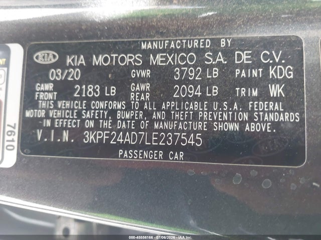 KIA Forte Lxs 2020 3KPF24AD7LE237545 Image 9