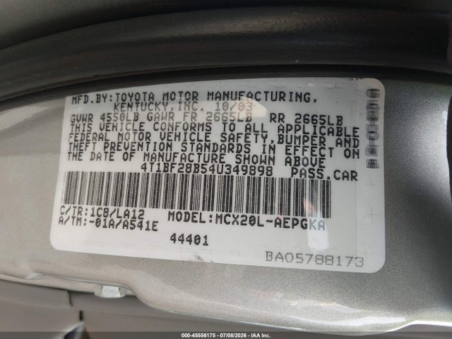 2004 Toyota Avalon Xls მანქანა იყიდება აუქციონზე, vin: 4T1BF28B54U349898, აუქციონის ნომერი: 45556175