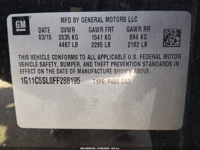 1G11C5SL0FF288195 Chevrolet MALIBU 1LT