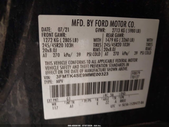 3FMTK4SE9MME00323 Ford Mustang Mach-e Gt