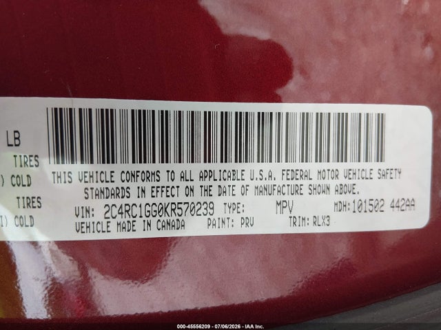 Chrysler Pacifica Limited 2019 2C4RC1GG0KR570239 Image 9