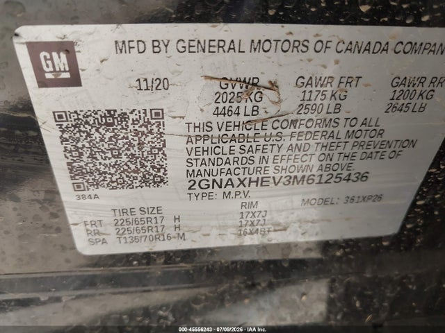2GNAXHEV3M6125436 Chevrolet Equinox Fwd Ls
