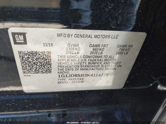 Chevrolet Sonic Lt Auto 2019 1G1JD6SB3K4114279 Image 9