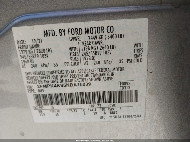 Ford Edge Titanium 2022 2FMPK4K95NBA15039 Image 9