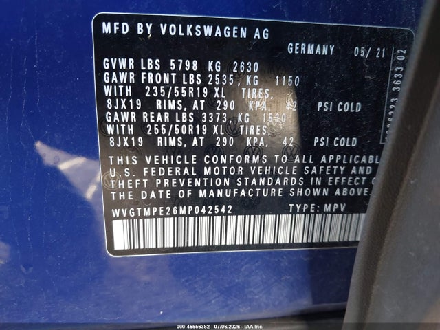 WVGTMPE26MP042542 Volkswagen ID.4 PRO S