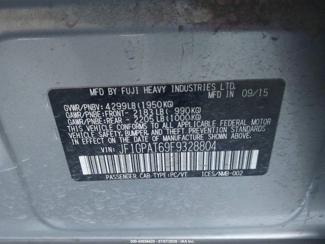 Aukcja sprzedaży 2015 Subaru Impreza 2.0i Sport Premium, vin: JF1GPAT69F9328804, numer aukcji: 45556420