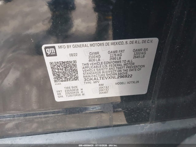 Aukcja sprzedaży 2022 Gmc Terrain Awd Sle, vin: 3GKALTEVXNL296922, numer aukcji: 45556425