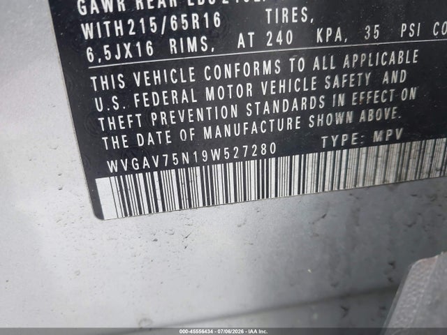 Aukcja sprzedaży 2009 Volkswagen Tiguan S, vin: WVGAV75N19W527280, numer aukcji: 45556434