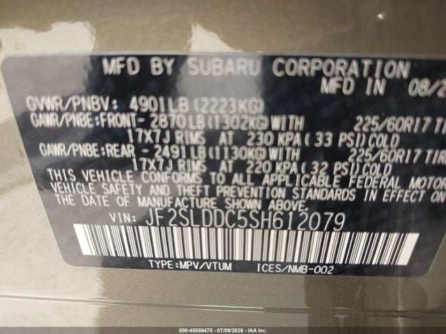 JF2SLDDC5SH612079 Subaru Forester Premium