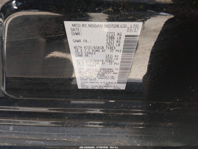 Aukcja sprzedaży 2017 Infiniti Qx60, vin: 5N1DL0MN7HC542863, numer aukcji: 45556499