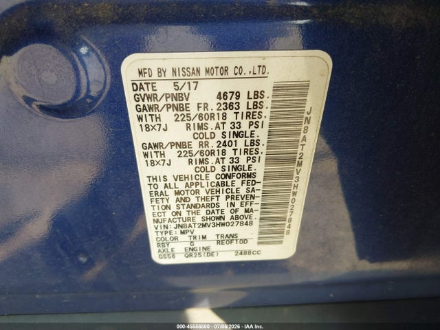 Nissan Rogue Sl 2017 JN8AT2MV3HW027848 Image 9