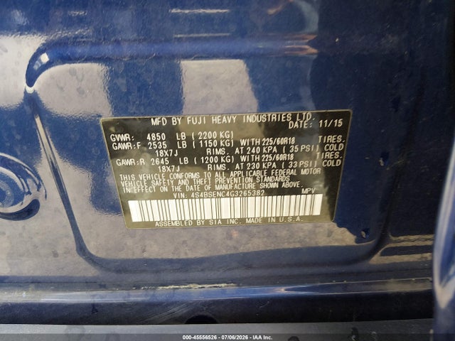 4S4BSENC4G3265382 Subaru Outback 3.6r Limited