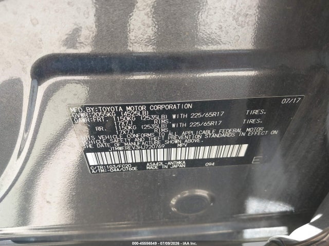 Продажа на аукционе авто 2017 Toyota Rav4 Xle, vin: JTMWFREV3HJ720769, номер лота: 45556549