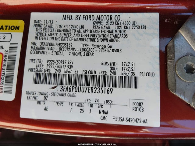 Ford Fusion Hybrid S 2014 3FA6P0UU7ER235169 Image 9
