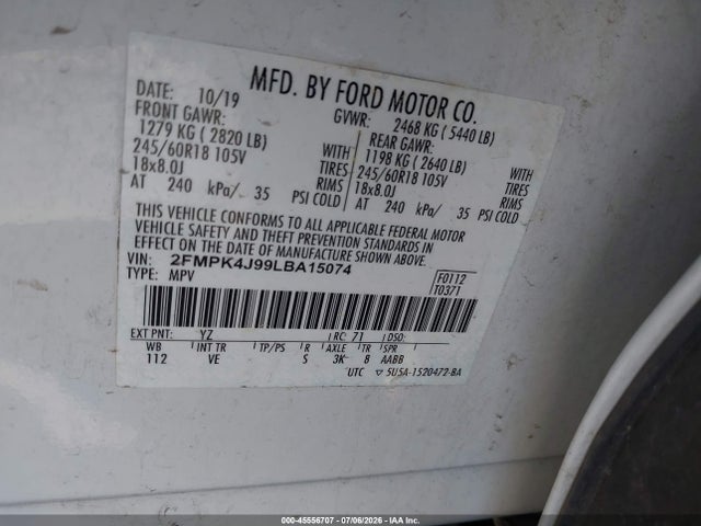 Ford Edge Sel/st Line 2020 2FMPK4J99LBA15074 Image 9