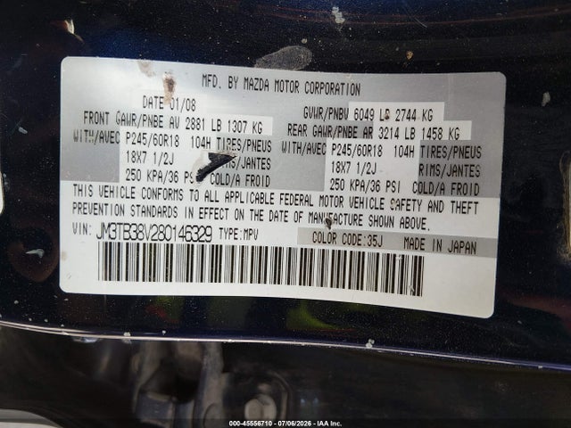 Продаж на аукціоні авто 2008 Mazda Cx-9 Sport, vin: JM3TB38V280146329, номер лоту: 45556710