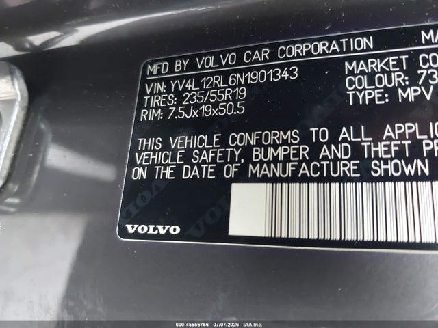 Aukcja sprzedaży 2022 Volvo Xc60 B5 Inscription, vin: YV4L12RL6N1901343, numer aukcji: 45556756