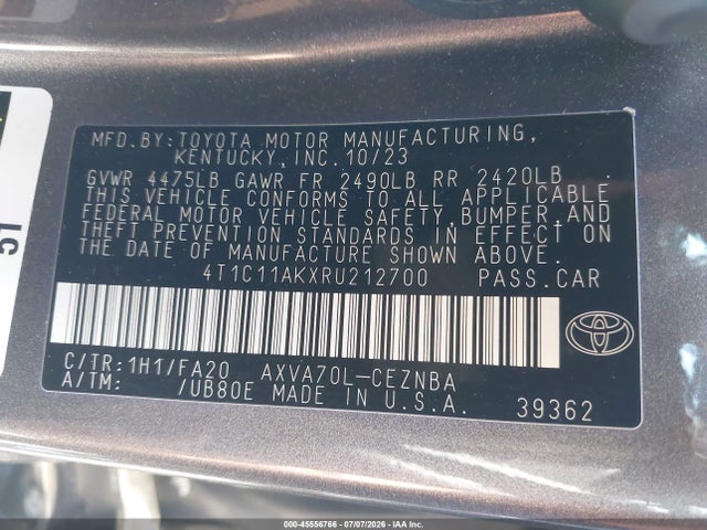 Toyota CAMRY LE 2024 4T1C11AKXRU212700 Image 9