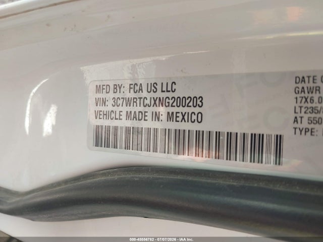 45556782 :رقم المزاد ، 3C7WRTCJXNG200203 vin ، 2022 Ram 3500 Chassis Tradesman/slt/laramie/limited مزاد بيع